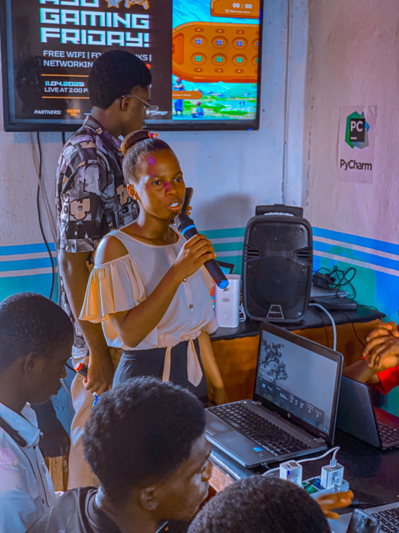 Diverse group of students collaborating on a project